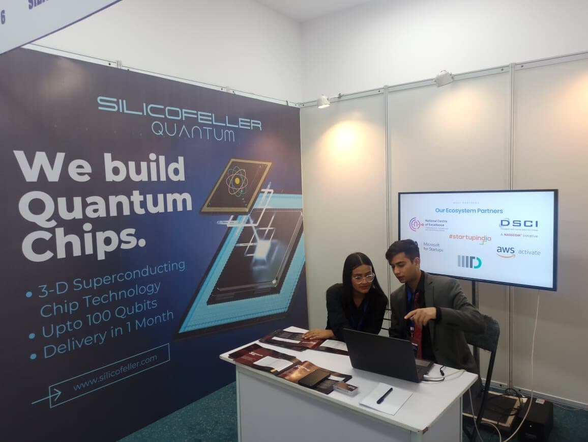 Silicofeller Quantum exhibition booth at a national technology event in Vigyan Bhawan