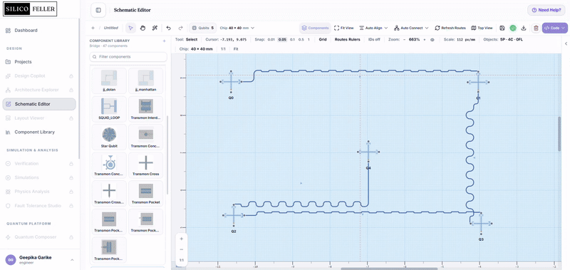 Code generation demo — automatically generated Qiskit Metal Python code from chip design